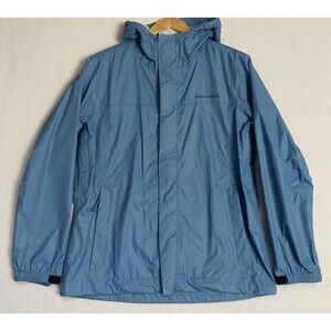 Grundens Weather Watch Rain Jacket Mens LARGE Blue Lightweight Full Zip Hood